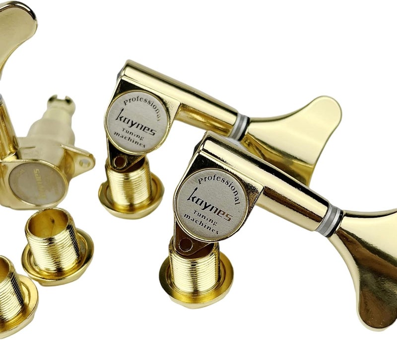 Kaynes Guitar Bass Tuners - 1:18 Ratio Gold Headstock Sealed Machine Heads Tuners Closed Tuning Key Pegs Replacement for Electric Jazz Bass or Precision (4 for Right, Golden) - Image 3